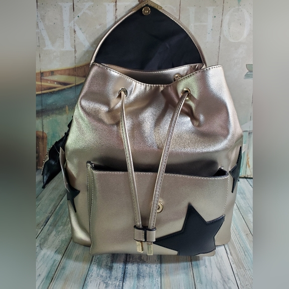 Kendell and Kyle Backpack Gold & Black Stars Backpack NWT - Picture 11 of 16